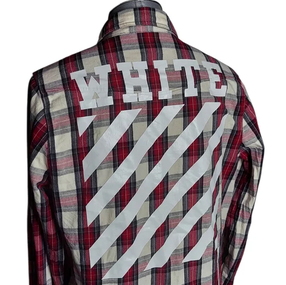 SS15 Off-White | Virgil Abloh | Button Up Flannel | Hazard Paint Logo | Oversize - Picture 1 of 16